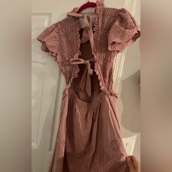 Sea New York Backless Eyelet maxi dress with in Dusty Rose size 10 - Picture 2 of 7